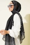 Motif Desenli Soft Şal Siyah