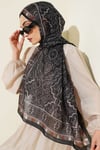 Motif Desenli Soft Şal Siyah Haki