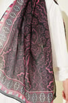 Motif Desenli Soft Şal Siyah Pembe