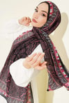 Motif Desenli Soft Şal Siyah Pembe