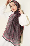 Motif Desenli Soft Şal Siyah Pembe