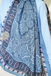 Motif Desenli Soft Şal Soft Mavi