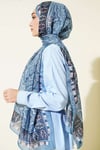 Motif Desenli Soft Şal Soft Mavi