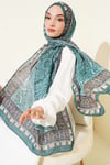 Motif Desenli Soft Şal Zümrüt