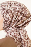 Motifli Flamu Cotton Eşarp Bej