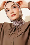 Motifli Flamu Cotton Eşarp Bej