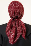 Motifli Flamu Cotton Eşarp Bordo