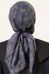 Motifli Flamu Cotton Eşarp Füme