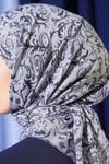 Motifli Flamu Cotton Eşarp Gri