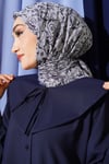Motifli Flamu Cotton Eşarp Gri