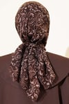 Motifli Flamu Cotton Eşarp Kahve