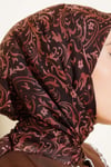 Motifli Flamu Cotton Eşarp Kestane