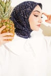 Motifli Flamu Cotton Eşarp Lacivert