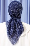 Motifli Flamu Cotton Eşarp Lacivert Gri