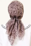 Motifli Flamu Cotton Eşarp Vizon