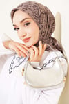 Motifli Flamu Cotton Eşarp Vizon
