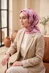 Natural Çiçek Desen Eşarp Serisi Gülkurusu