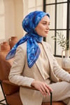 Natural Çiçek Desen Eşarp Serisi İndigo