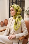 Natural Çiçek Desen Eşarp Serisi Yeşil Olive