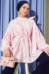 Omuz Fiyonklu Salaş Tunik Pembe
