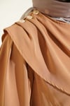 Omuz Pile Detaylı Elbise Camel