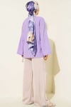Önü Bağcıklı Ağaç Kabuğu Kimono Lila