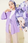 Önü Bağcıklı Ağaç Kabuğu Kimono Lila