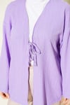 Önü Bağcıklı Ağaç Kabuğu Kimono Lila