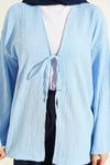 Önü Bağcıklı Ağaç Kabuğu Kimono Mavi