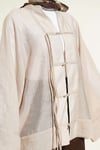 Önü Bağcıklı Oversize Tül Kimono Bej