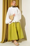 Önü Bağcıklı Oversize Tül Kimono Beyaz