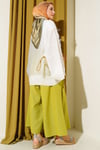 Önü Bağcıklı Oversize Tül Kimono Beyaz