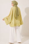 Önü Bağcıklı Oversize Tül Kimono Çağla Yeşili