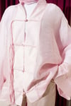 Önü Bağcıklı Oversize Tül Kimono Pembe