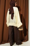 Önü Bağcıklı Oversize Tül Kimono Sarı