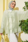 Önü Bağcıklı Oversize Tül Kimono Su Yeşili