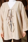 Önü Bağlamalı Salaş Paraşüt Kimono Bej
