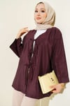 Önü Bağlamalı Salaş Paraşüt Kimono Mürdüm