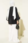 Önü Bağlamalı Salaş Paraşüt Kimono Siyah