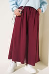 Önü Pile Detaylı Loyşa Pantolon Bordo
