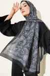 Otantik Motifli Desenli Şal Siyah Füme