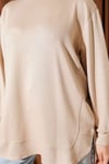 Oval Dikişli Loyşa Tunik Bej