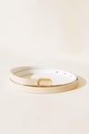 Oval Metal Tokalı İnce Kemer Bej