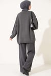 Oversize Düşük Omuz Triko Tunik Füme
