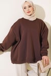 Oversize Düşük Omuzlu Tunik Kahve