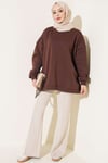 Oversize Düşük Omuzlu Tunik Kahve