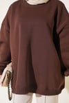 Oversize Düşük Omuzlu Tunik Kahve