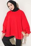 Oversize Düşük Omuzlu Tunik Kırmızı