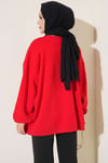 Oversize Düşük Omuzlu Tunik Kırmızı