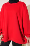 Oversize Düşük Omuzlu Tunik Kırmızı
